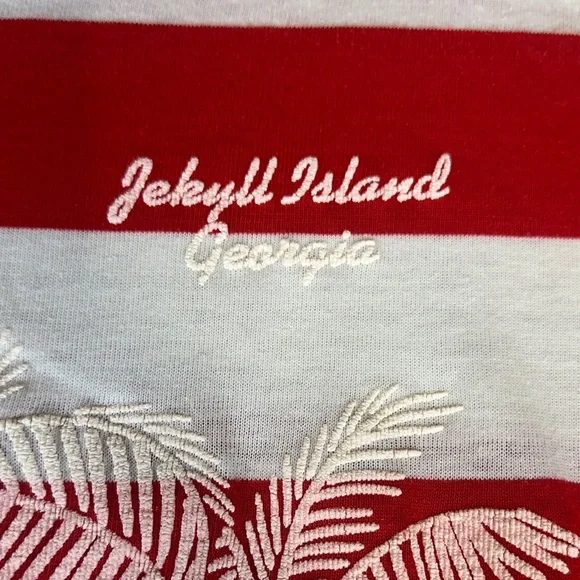 Vintage Strawberry Inc Jekyll Island Georgia Palm Tree Stripe T-Shirt Large - Picture 3 of 7